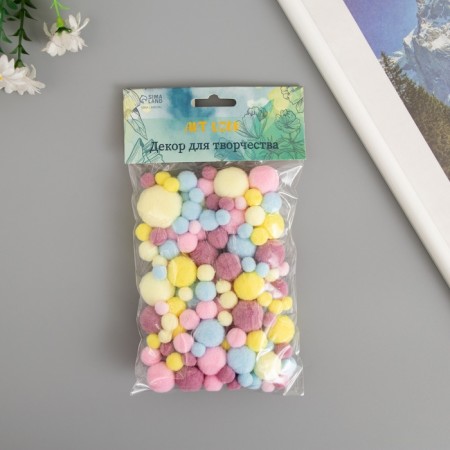 Decor for creativity "Pomponchiki. Makaruns" d = 1-3 cm set 135 pcs-2