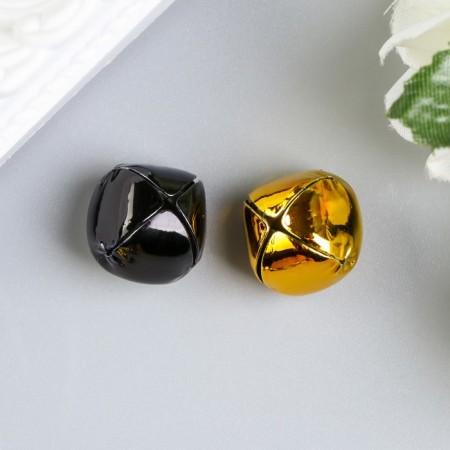 Set of decor for creativity "Bells gold and black" d = 1.8 cm set 10 pcs-2