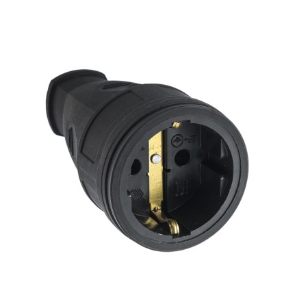 Transportal socket RA 16-005, 16 A, 250 V, IP20, with salary, without plug, rubber, black