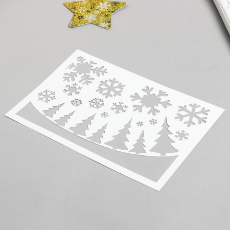 Plastic stencil "Christmas trees, snowflakes" 24x16 cm-1