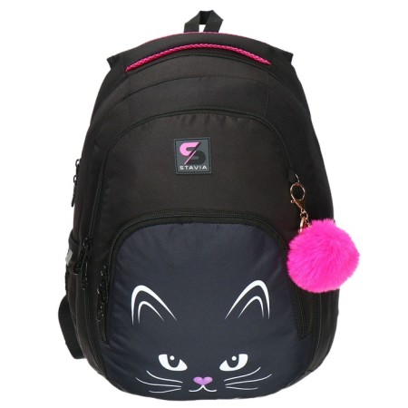 Youth backpack, 42 ​​x 31 x 13 cm, ergonomic back, stavia "cat muzzle", black-2