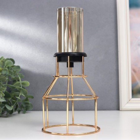 Summary Metal, glass for 1 candle "loft. Frame" gold 21x11x11 cm-2