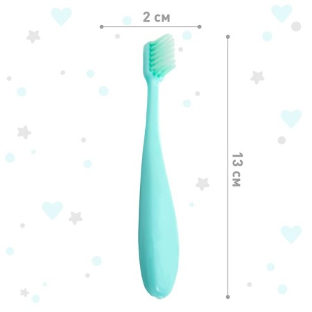 Baby toothbrush with soft bristles, nylon, turquoise color-2