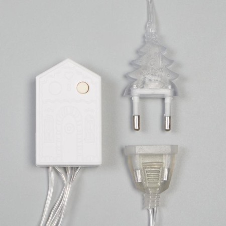 Garland “fringe” 2.4 × 0.7 m with nozzles “balls”, ip20, transparent thread, 108 LED, glow warm white, 8 modes, 220 V-6