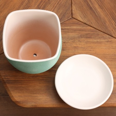 Flower pot "Square relief" Green relief 6 l-3