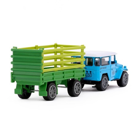 Metal jeep machine, with a trailer, inertial, mix-2