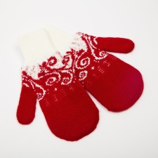 Female mittens, red color, size 18