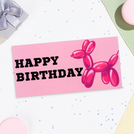 Money envelope "Happy Birthday!" Dog from balls, 16x8 cm