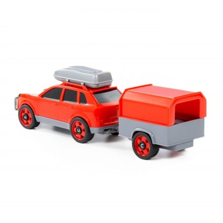 A car with a trailer, the color of mix-1