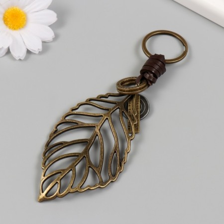Metal keychain, leatherette "skeletal sheet" bronze, node 3.6x7.2 cm-2