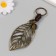 Metal keychain, leatherette "skeletal sheet" bronze, node 3.6x7.2 cm