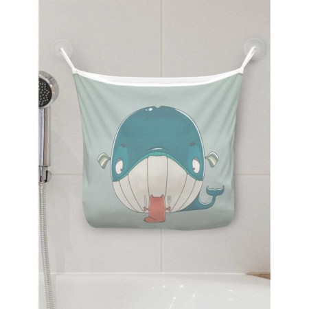 Organizer in a bathtub on suction cups "Dinner Cat", for storing toys and little things, size 33x39 cm