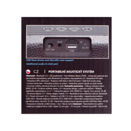 The portable column Defender Q1, 10W, 1200 mm, BT, FM, USB, Microsd, AUX, backlight-10