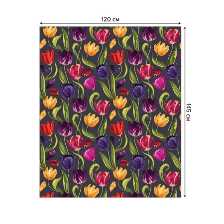 Tables on the table "Multi -colored tulips", rectangular, oxford, size 120x145 cm