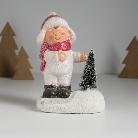 Souvenir Ceramics Light "Baby in a white overalls at the Christmas tree" 11.5x7x16 cm
