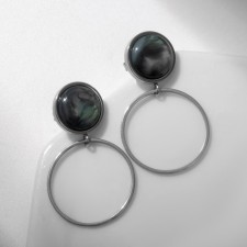 Серьги «Космос», d=10 мм, цвет серый в серебре