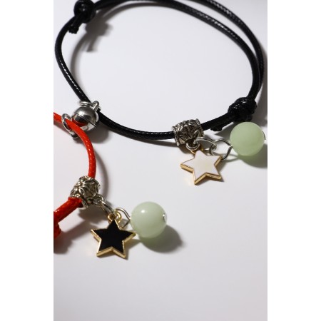 Bracelets "Demetrons" on a magnet, balls with a star, black-red color, 6 cm-3