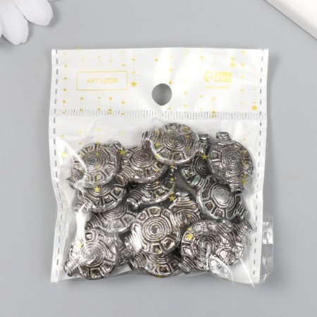 Beads for creativity plastic for metal "shield" set of 20 g silver 0.6x1.8x2.4 cm-2