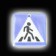 The reflective element "Pedestrian crossing", bilateral, 4.8 × 4.8 cm, blue color