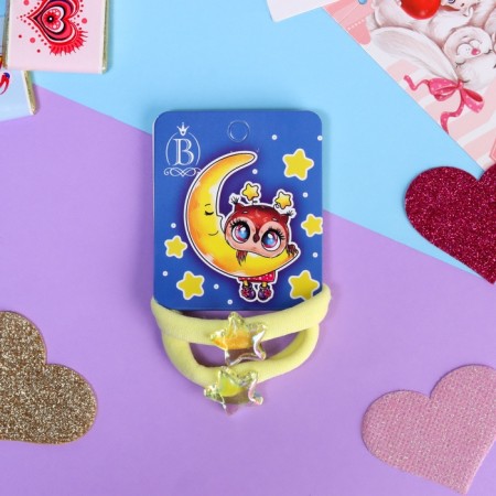 Hair gum "Melody" (set 2 pcs) star, 3.5 cm, yellow