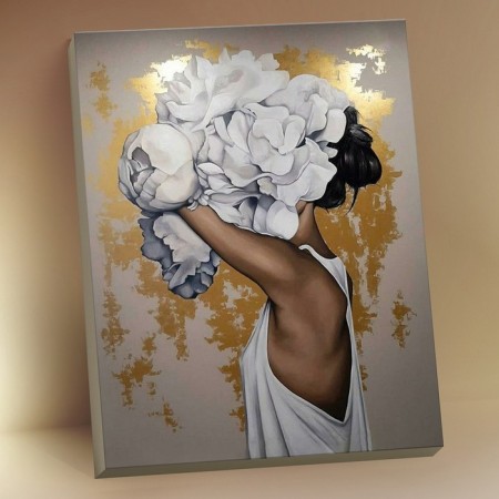 Picture on numbers with a whip 40 × 50 cm "Girl with peonies" 17 colors