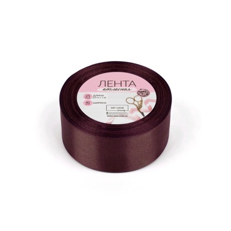 Satin tape, 40 mm × 23 ± 1 m, color Gorky chocolate No. M496-2