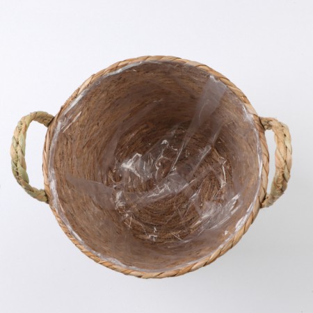 Kashpo wicker "safari" with handles, 25.5x25x23 cm, natural-5