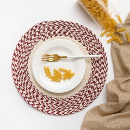 Decorative napkin "Dolyana" central-beard-burgundy, 35*35 cm, 100% cotton-1