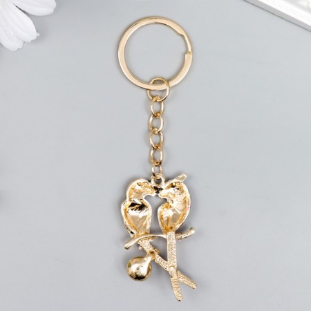 Metal keychain, enamel "Two bright parrots on the branch" 11.4x3 cm-3