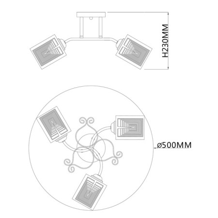 Ceiling light ESCADA, 1105/3PL. 3x40W, E27, 500x500x230 mm, chromium color-3