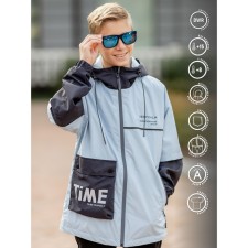 Vetrovka for the boy, height 134 cm, the color of the gray-blue