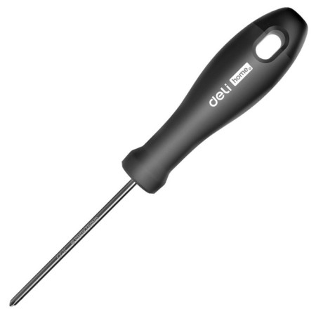 Cross screwdriver Deli, handle made of high -quality software plastic, PH0 x 75 mm