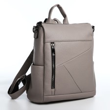 Women's backpack made of artificial leather with lightning, 4 pockets, gray color