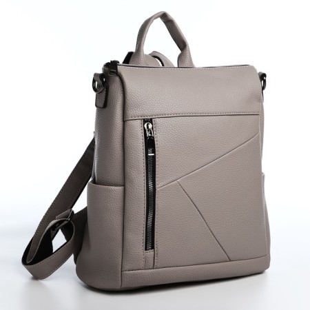 Women's backpack made of artificial leather with lightning, 4 pockets, gray color