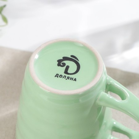 Ceramic mug with a spoonful of shade "Noel", 280 ml, green color-2