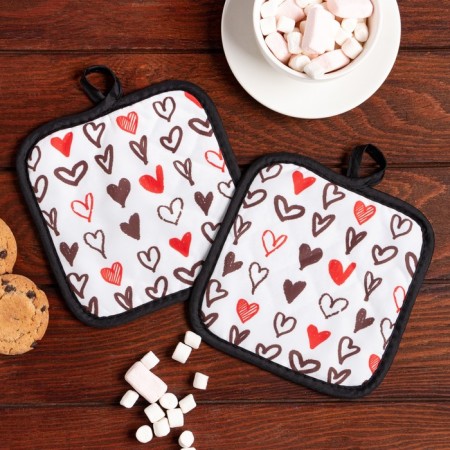 Kitchen set (2 items) Ethel Lovelife “hearts”, take 17x17 cm - 2 pcs, 100% p/e