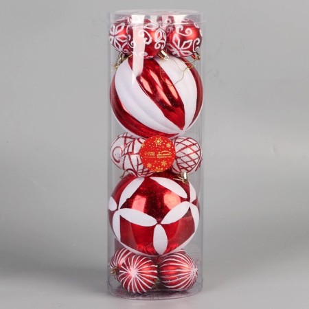 Set of balls plastic D-5 and 12 cm, 14 pcs "Carnival" Red-White-1