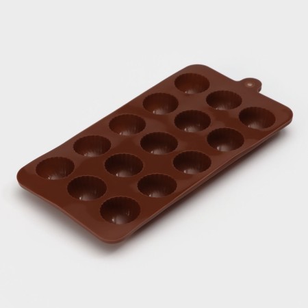 Form for chocolate of the share "balls", silicone, 20.5 × 10.2 cm, 15 cells (D = 2.8 cm), brown color-3