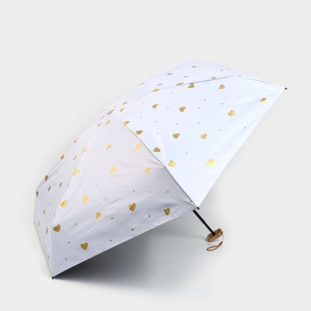 Mechanical female umbrella, 6 knitting needles, white color in gold peas.