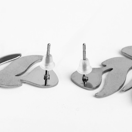 Earrings Metal "Atmosphere" Palm pattern, color gray color-2