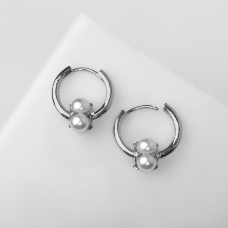 Earrings with pearls "bead" miniature, silver color-2