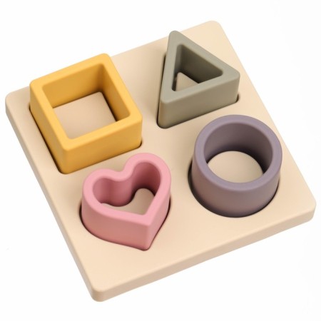 Developing toy - sorter “Study figures”, food silicone, beige color, Mum & Baby-7