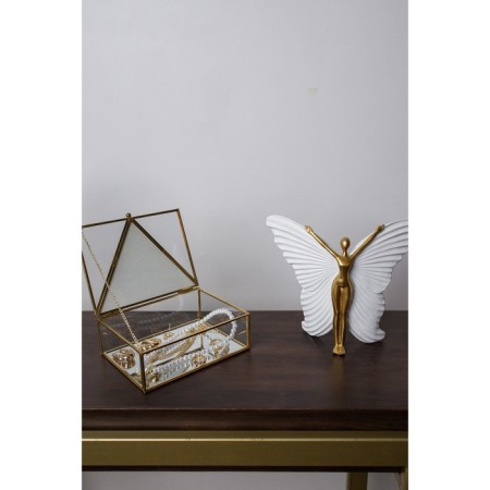 Casket glass, leatherette with a metal frame "Triangle" white 18.8x14.7x6.6 cm-6
