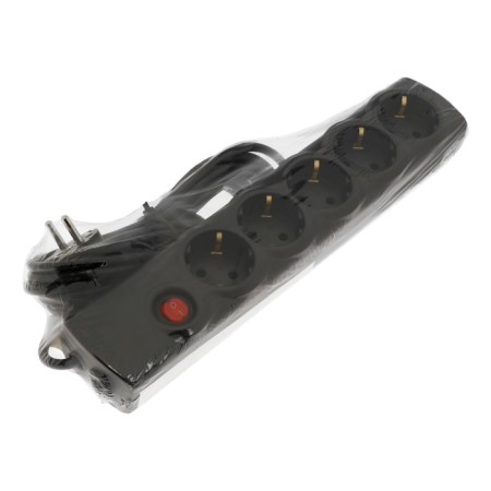 Luazon Lighting network filter, 5 outlets, 5 m, 2200 W, 3x0.75 mm2, 10 A, 220 V, with a fuse, black-7