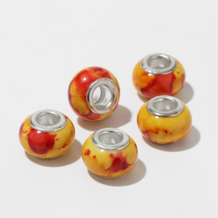 Bead "marble" 12 × 7 mm, yellow color-1