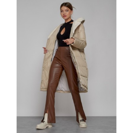 Coat insulated winter female, size 50, beige color-11