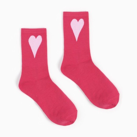 Women's socks, pink/heart, size 25-27