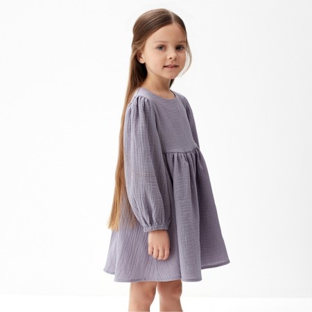Платье детское с дл. рукавом KAFTAN "Муслин", р 26 (80-86см), серый-5