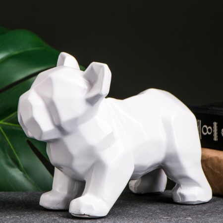 Figure "Bulldog polygonal" white, 14x19cm-3