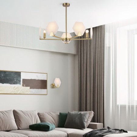 Ceiling Lamp EUROSVET MARBLE 60158/5, E14, 5x40W, 526x526 mm, brass color-3